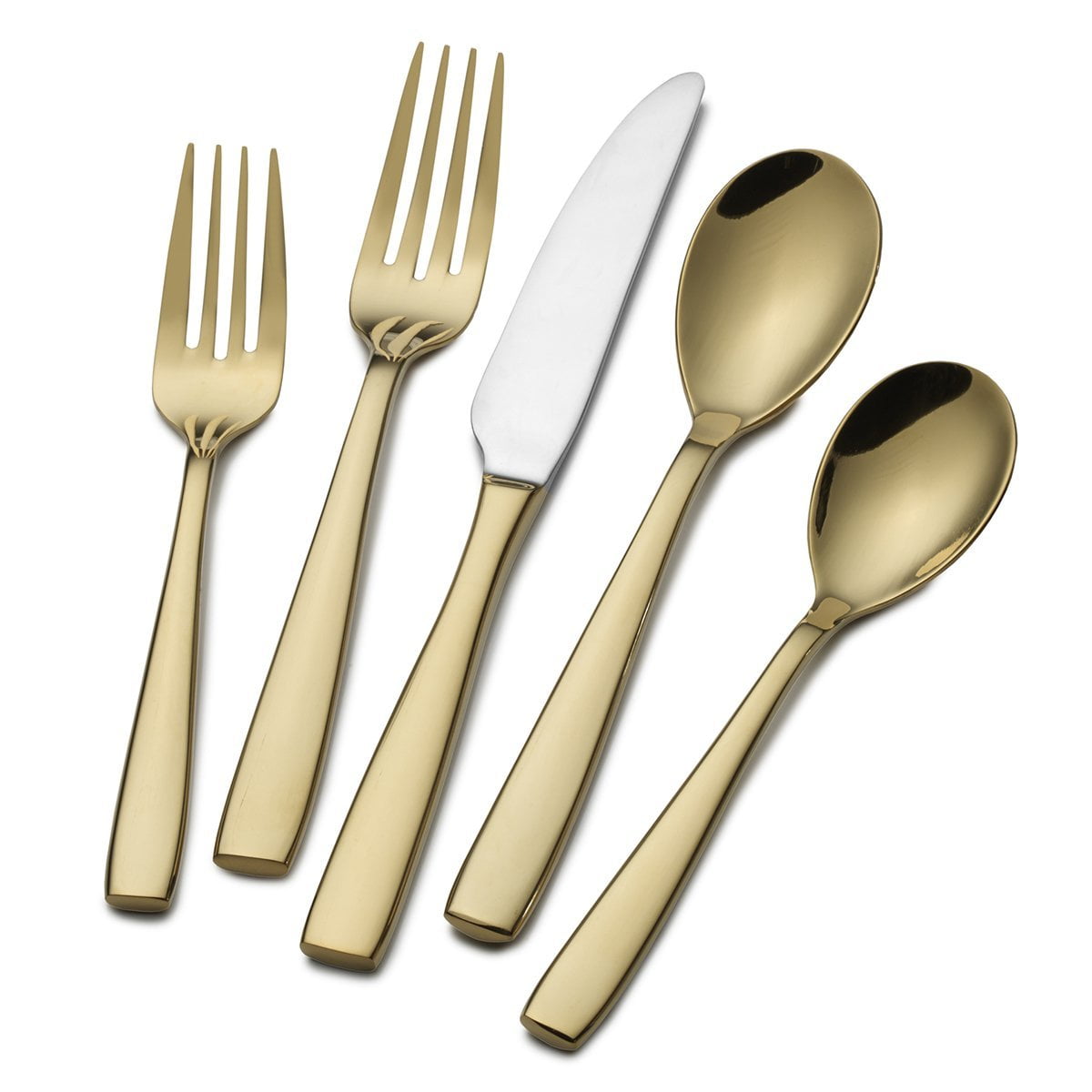 Delano Gold Plated 5 Piece Flatware Set 5203237, Mikasa Delano Gold Plated Flatware features a