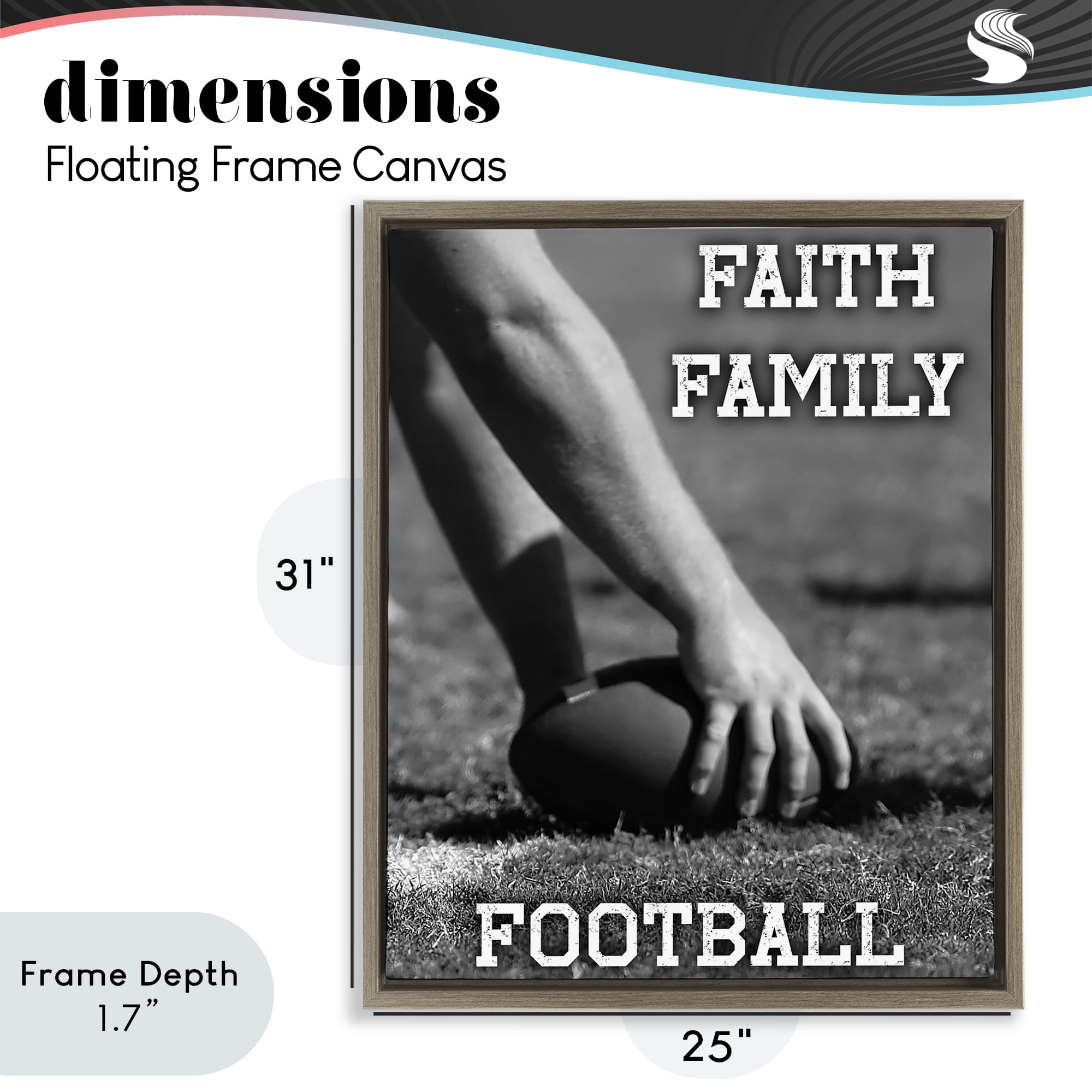 Stupell Industries Faith Family Football Hike Brown Framed Floater Canvas Wall Art, design by Marcus Prime