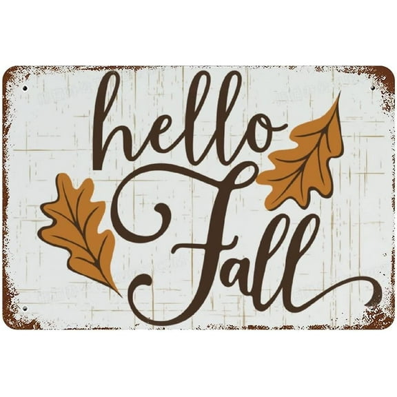 Vintage Fall Metal Sign Autumn Leaves Metal Plate Custom Vintage Sign Retro Wall Art Metal Sign Decorative 8×12 inch