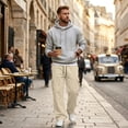 thumbnail image 6 of Dresfit Cargo Sweatpants Men Baggy Drawstring Sweat Pants Fall Winter Big and Tall Hiking Slim Fit Carpenter Pants Elastic Waist Stretch Travel Work Pants S, 6 of 8