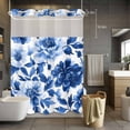 thumbnail image 5 of Spring Floral No Hooks Shower Curtain with Snap-in Liner Watercolor Gradient Blue Flower Fantasy Farmhouse Shower Curtains for Bathroom, Waterproof, Easy Install, Washable 72"x84", 5 of 9