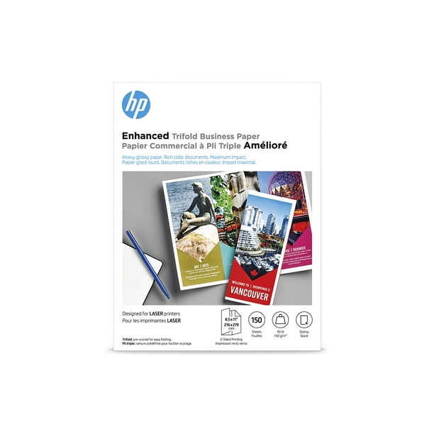 Papel HP Enhanced Trifold Business Glossy, 8.5 x 11 pulgadas, 40 libras
