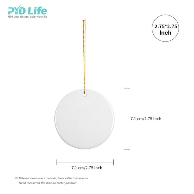 PYD Life Us, envío gratis, adornos de cerámica de sublimación, venta al por mayor, decoración personalizada, adornos de cerámica de Navidad