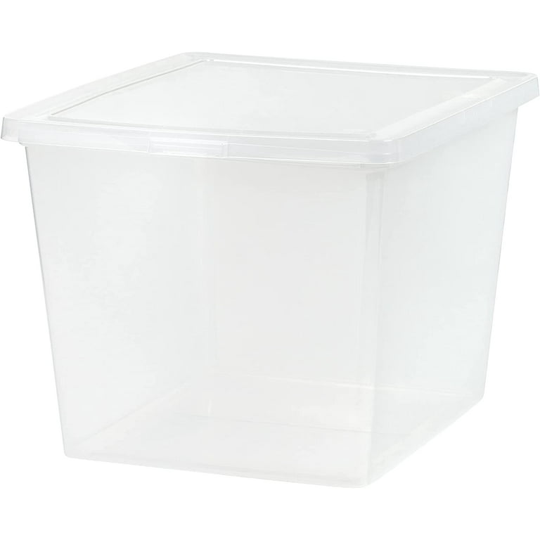 IRIS USA 24.5 Qt. Plastic Storage Container Bin with Latching Lid, 4 Pack,  Stackable Nestable Box Tote Closet Organization School Art Supplies - Clear