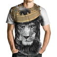 thumbnail image 3 of Lion King Men's Shirt Lion Head Wearing Crown Domineering White T-Shirt, 3 of 5