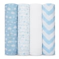 thumbnail image 1 of Mantas de arrullo Comfy Cubs de muselina, paquete de 4, azul, 120 x 120 cm, 1 of 4