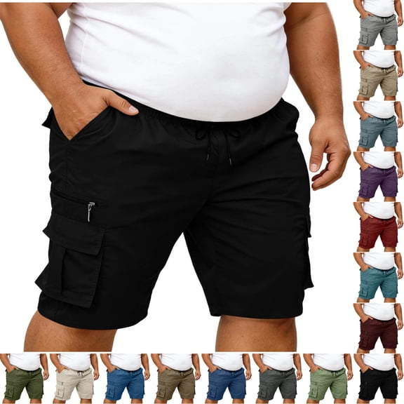 KeShDi Workout Shorts 3 Inch Board Shorts Men Casual Fashion Solid Shorts with Multi-pocket Elastic Waist Cargo Pants Short Pants Gray 5X