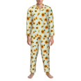 thumbnail image 3 of Naloa Vintage White Polka Dot Sunflower Men’s Pajamas Set - Long Sleeve Button Down Sleep Shirt and Pajama Bottoms Sleepwear Set-X-Large, 3 of 7
