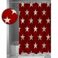 thumbnail image 3 of Small Stall Shower Curtain 36x78 Inch Narrow Half Size 4th of July Bath Curtains Bathroom Decor Vintage Independence Day Red Star Waterproof Fabric Shower Curtain Set with Hooks 36 Inch, 3 of 6