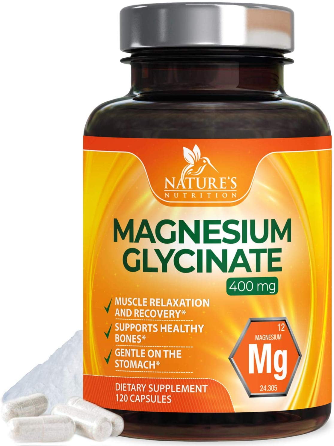 Nature's Nutrition Magnesium Glycinate Max Potency, 400 mg, 120 Ct