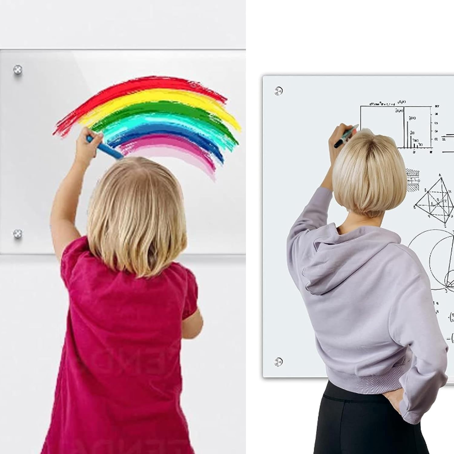 Acrylic Dry Erase Board, Dry Erase Board, Clear Non-Magnetic Wall Board Unframed White Board, for Office,School and Home, Portable Whiteboard(11.02x14.96 Inches)