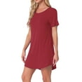 thumbnail image 4 of INSPIRE CHIC Women's Sleepshirt T-shirt Dress Colorful Striped Short Sleeve Nightshirt Nightgown L Burgundy, 4 of 6