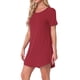 thumbnail image 4 of Camisón T-shirt de mujer Inspire Chic, vestido de pijama, colorido, a rayas, de manga corta, bata de noche, talla XL, burdeos, 4 of 6