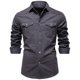 thumbnail image 3 of pstuiky Camisas de invierno de manga larga para hombre, Blusa informal de manga larga con botones y parches lisos para hombre camisetas de hombre l, 3 of 4
