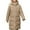 Khaki, variant on Women's Casual Loose Fit Long Down Coat, Thick Winter Jacket with Hood and Long Sleeves in a Solid Color for Warmth