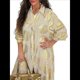 thumbnail image 1 of Vestido Bohemio con Estampado Floral para Mujer, Escote en V Profundo, Abertura Lateral, Corta, Corte A, Holgado Albaricoque XL, 1 of 5