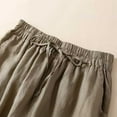 thumbnail image 4 of cfhntfmh Capri Pants for Women Elastic Waist Lace Trim Crop Pants Cotton Linen Drawstring Pocketed Loungewear Trousers, 4 of 6