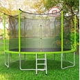 thumbnail image 3 of SYNGAR 16ft Trampoline for Kids Adults, Outdoor Trampoline with Basketball Hoop, Safety Enclosure Net and Ladder, Fitness Trampoline for Backyard, Green, 3 of 9