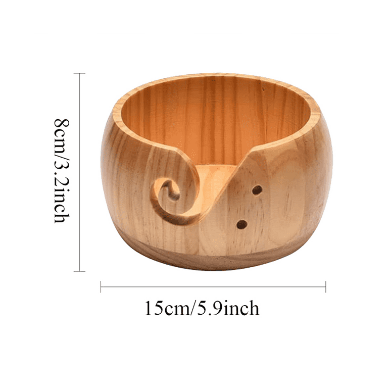 1pc Wooden Bowl With Lid For Yarn Storage, Knitting & Crochet