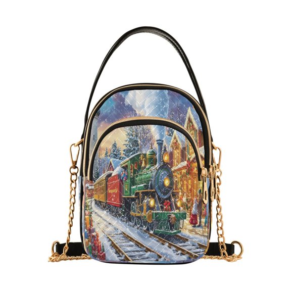 ALAZA Chain Crossbody Bags for Women Train in Winter Christmas Shoulder Handbag Phone Purse