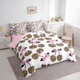 thumbnail image 3 of Feelyou Fashion Bowknot Cherry Comforter Set 7pcs, Leopard Cheetah Print King Bedding Sets, 3 of 8