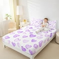 thumbnail image 4 of Manfei Cartoon Heart Pattern Full Size Sheets,Girl Cute Loves Bed Sheets,Purple White Sheet Sets For Girls Teens,Microfiber Bedroom Decor,4 Pieces, 4 of 7