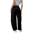 thumbnail image 5 of GILIGEGE Women's Barrel Leg Sweatpant Drawstring Elastic Waisted Wide Leg Pants Casual Cotton Palazzo Baggy Gym Trousers Drawstring Sweat Pants with Pockets Casual Loose Sweat Pants Lounge Pant Black, 5 of 8
