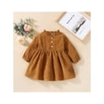 thumbnail image 2 of xiaxaixu Robe pour Enfants, Filles Couleur Unie Col Rond Manches Longues à Volants une-Pièce, 2 of 9