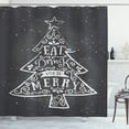 thumbnail image 1 of Ambesonne Eat Drink Be Merry Shower Curtain, Pine Tree Xmas, 69"Wx84"L, Grey and Coconut, 1 of 3