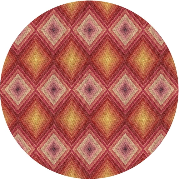 Ahgly Company Indoor Round Patterned Construction Cone Orange Area Rugs, 8' Round