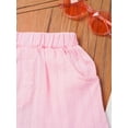 thumbnail image 5 of Haitryli Kids Girls Summer Casual Beach Shorts Solid Color Ruffled Hem Elastic Waist Lightweight Shorts Bottoms Pink 3-4, 5 of 7