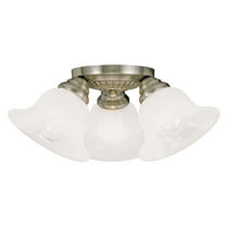3 Light Antique Brass Ceiling Light fixture with White Alabaster Glass Shade