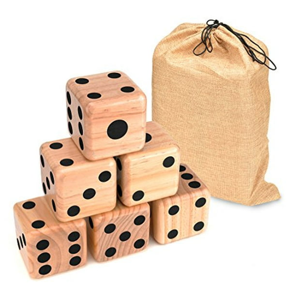 Trademark Innovations Giant Wood Yard Dice with Carry Bag (Black