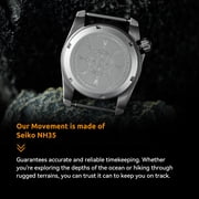 BODERRY Men's Watch Titanium Automatic Field Watch 40mm Military Watch Day Date Function 100M Waterproof with Nylon Strap Japanese Mechanical Movement