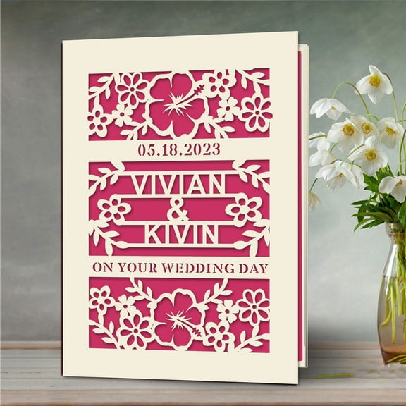Personalized Floral Wedding Card, Congratulations On Your Wedding Day, Gift for Bride Groom Newly-weds Special Couples