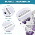 thumbnail image 5 of 40 oz Insulated Stainless Steel Tumbler Double Wall Stainless Steel Tumbler with 2-Way Drinking Lavender-colored Butterfly Pattern, 5 of 9