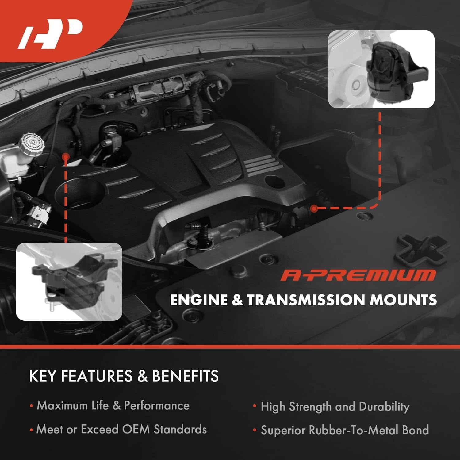 A-Premium 4PCS Engine Motor Mount and Transmission Mount Kit Compatible with Nissan Murano 2003 2004 2005 2006 2007, 3.5L, AWD, Automatic Transmission, Replace# 11270CN20B, 112108J100