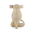 thumbnail image 2 of BLISSFUL STEP Sandales pour Femmes en Faux Suède à Bride à la Cheville à Talon Kitten à Enfiler à Brides Unies Beige 9.5, 2 of 7