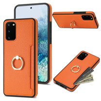 Allytech Galaxy S20 Plus Wallet, S20  Case, Ring Holder Stand PU Leather Slim Fit Shockproof Anti-Scratch Cash Pocket Protective Wallet Phone Case Cover for Samsung Galaxy S20 Plus - Orange