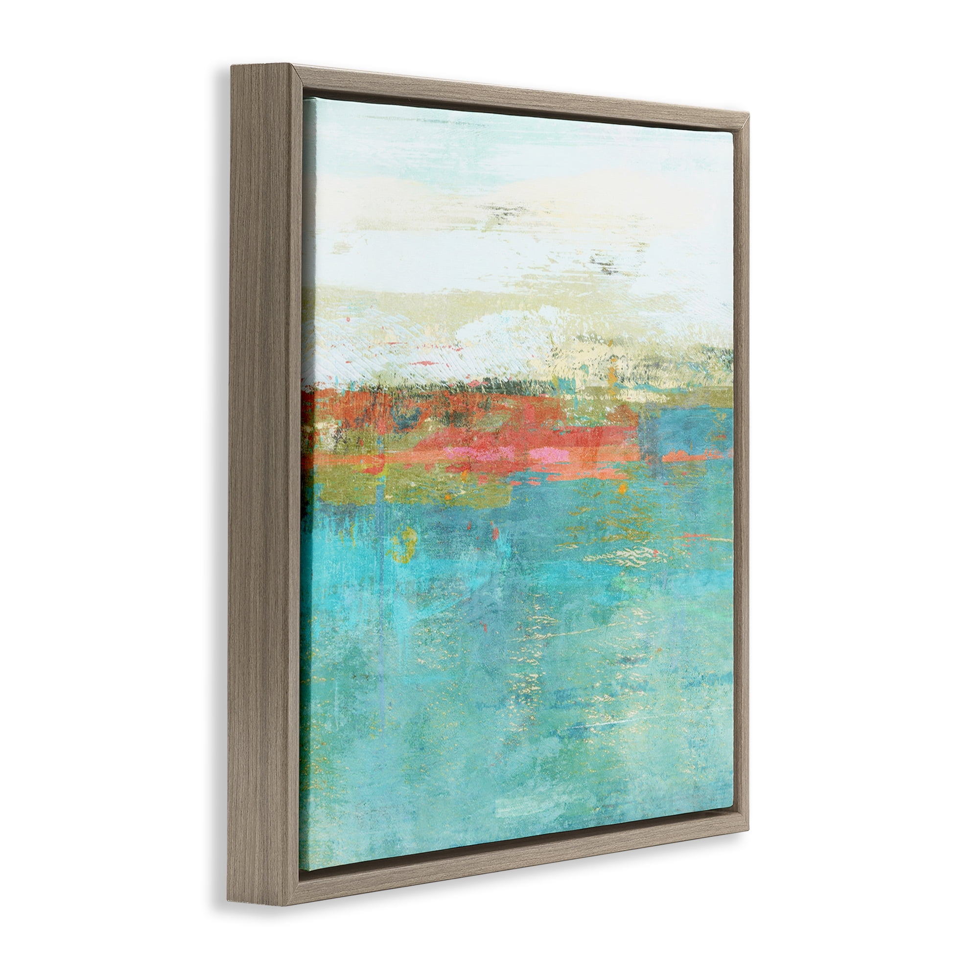 Stupell Industries Ocean Hues Abstraction Abstract Painting Brown Floater Framed Canvas Art Print Wall Art, 18 x 18