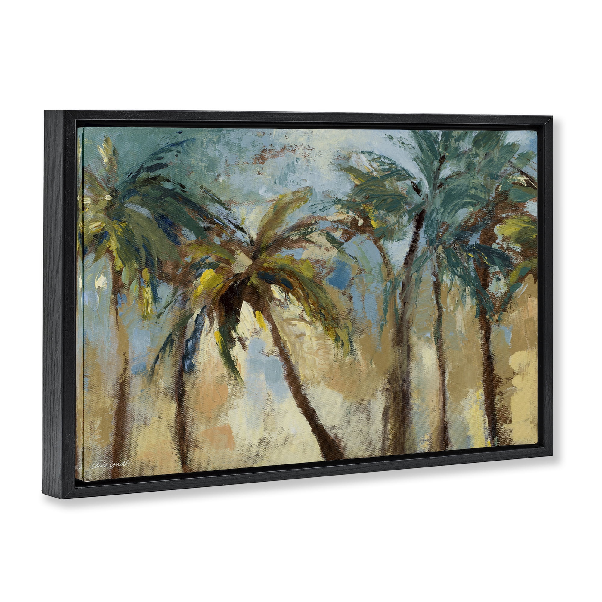 Stupell Industries Abstract Brushed Palms Botanical & Floral Painting Black Floater Framed Canvas Art Print Wall Art, 31 x 21