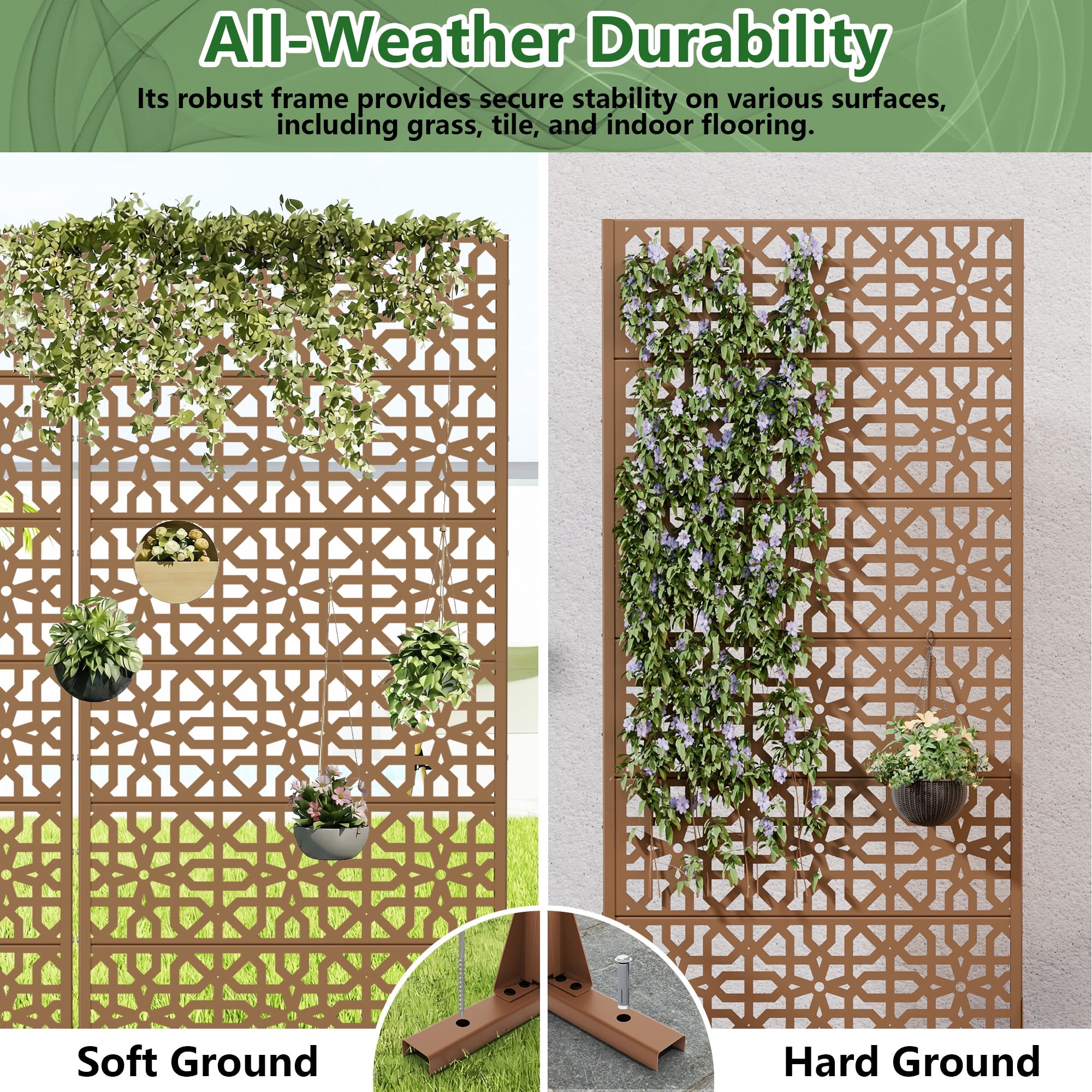 MAYEERTY 6 Panels Outdoor Privacy Screen, Metal Decorative Privacy Fence, 2 pcs Privacy Panel for Patio, Balcony, Backyard, Garden