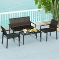 thumbnail image 1 of Gymax 4 PCS Patio Furniture Set Heavy Duty Galvanized Metal Frame Wicker Table Mix Brown, 1 of 10