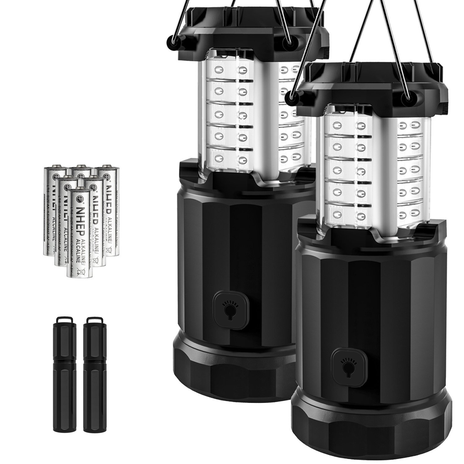 Etekcity 2 Pack Portable LED Camping Lantern Flashlights with 6 AA