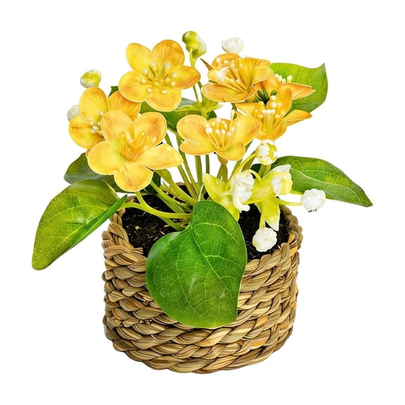 Leodye 1PCS Artificial Flower Potted Plant, Realistic Faux Floral Arrangement for Home Living Room Dining Table Bedroom office and Spring Summer Decor -4.72x5.51in