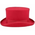 thumbnail image 3 of Mid Crown Red Top Hat Unisex Hat Steam Punk Hat Cylinder Wool Felt Top, 3 of 5