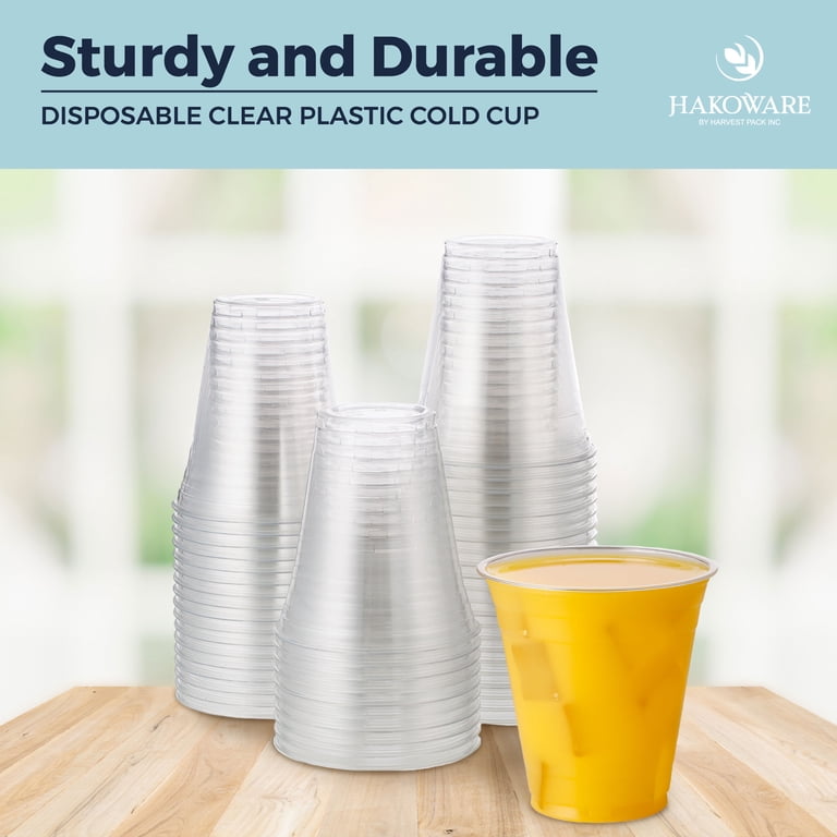 Hakoware 16 oz Premium Ultra Clear Disposable Plastic Cold Cups for Drinks [200 Count]