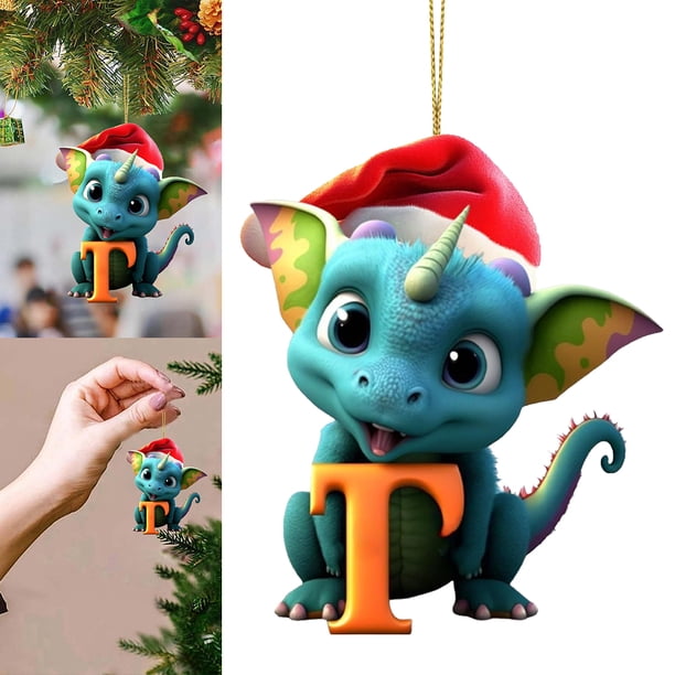 Colgantes Dragón Navidad Letra Acrílica en Forma T para Navidad Y Coche
