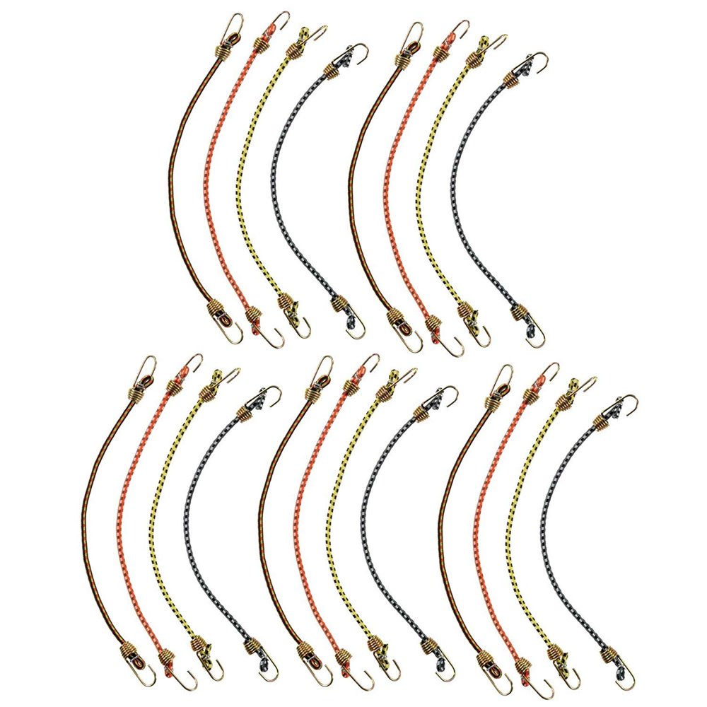 Wideskall 20 Pieces 10" inch Mini Bungee Cords with Hooks, Assorted