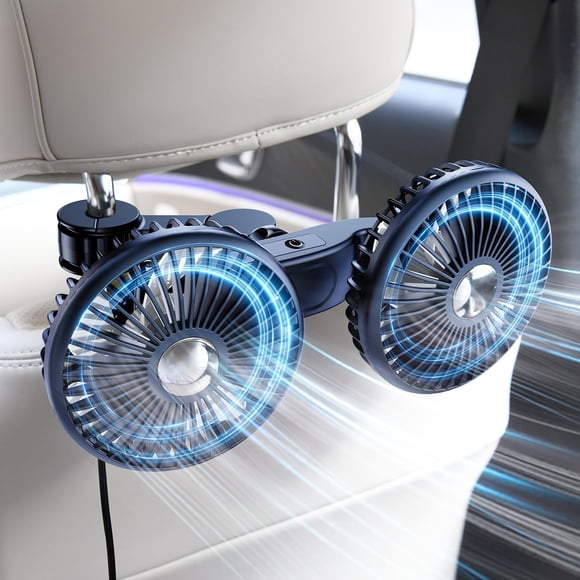 Ventiladores de enfriamiento para auto DICMKY de doble cabezal para asiento trasero de niños, 5V/12V